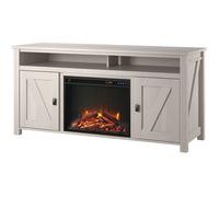 Farmington | Meuble TV avec cheminée électrique en aggloméré blanc