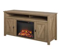 Farmington | Meuble TV avec cheminée électrique en aggloméré de chêne