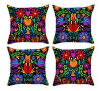 FARMNALL Lot de 4 housses de coussin motif de la fête mexicaine 45,7 x 45,7 cm, motif de libellule et de dahlia