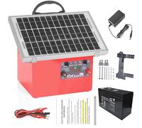 FarmNix 32 KM ClôTure éLectrique Solaire, Pour Animaux de bétail de 0.5J / 9.5kv avec Panneau Solaire de 7.5W 12V 7Ah, alimentation électrique de clôture de branchement pour la faune, ferme, volaille