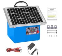 FarmNix 32KM Clôture électrique solaire 12V 0,5J/9,5KV , avec panneau solaire 7,5W, batterie 12V 7Ah et kit de mise à la terre, idéale pour volailles, bétail, animaux domestiques et jardins (Bleu)