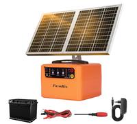 FarmNix 48KM Clôture Électrique Solaire, 0.3-1.5J, 6KV-12KV Réglable ClôTure éLectrique Pour Animaux avec Panneau Solaire de 15W, 12V 7Ah batterie plomb-acide, pour la prévention de la faune, ferme