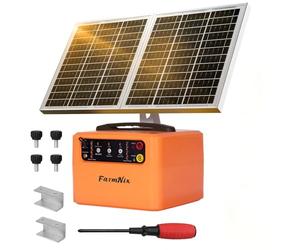 FarmNix 48KM Clôture Électrique Solaire, 0.3-1.5J, 6KV-12KV Réglable ClôTure éLectrique Pour Animaux avec Panneau Solaire de 15W, 12V 7Ah batterie plomb-acide, pour la prévention de la faune, ferme