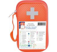 Farmor Trousse de secours Peintre et Solier 1 à 3 personnes - Malette semi-rigide imperméable Orange - Lot de 10