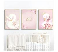 Farmsio Image décorative rose Enfants Filles Chambre Décoration Cygne Princesse Affiche Toile Peinture Bébé Fille Chambre Mur Impression d'Art Chambre Enfant/pas de cadre