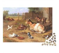 Farmyard Animals Puzzles 1000 Pièces Recyclé Rustic Style Senior Puzzles Fête Jeu Accessoires Idée de Cadeau Parfaite for Famille and Friends Anniversaires 38x26cm/1000pcs
