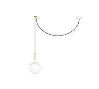 Faro Barcelona Lampe suspension MINE GLASS 28375 Métal/Bois/Verre Blanc Ø18,5 cm