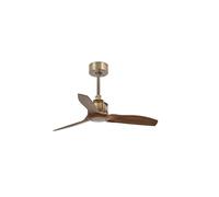 FARO BARCELONA 33428 - JUST FAN Ventilateur de plafond or vieilli et pâles en bois 81cm de CONILLAS