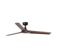 Faro BARCELONA 33809 - HEYWOOD M Ventilatore da soffitto nero/legno scuro con motore DC