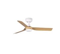 Faro Barcelona Ventilateur de plafond PUNT S - Blanc/bois clair - Sans lumière - DC télécommande