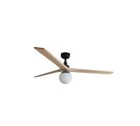 FARO BARCELONA Ventilateur de plafond noir et bois de chêne avec lumière modèle KLIM 34282-11L