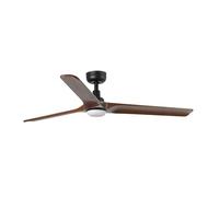 Faro HEYWOOD Grand ventilateur de plafond DC à LED noir et bois foncé, 6 vitesses