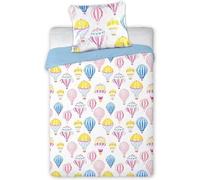 Faro Literie en coton 100x135 Ballons blanc bleu jaune 9068 Literie pour lit d'enfant
