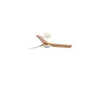 Faro MINI Petit ventilateur de plafond CC Punt, blanc et bois clair, 6 vitesses