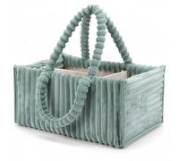 Faroby Caddie à couches pour bébé, caddie à couches portable avec séparateurs amovibles, bac de rangement en flanelle douce pour les essentiels, jouets et fournitures de bébé, vert