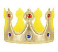 Faroby Chapeau de couronne en or pour enfants avec pierres précieuses, couronnes de roi réutilisables pour garçons et filles, cadeaux fête d'anniversaire