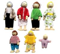 Faroby Dollhouse People Ensemble Familial Complet de poupées en Bois avec Membres Mobiles Famille de 7