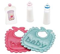 Faroby Ensemble d'accessoires pour Mini poupée, échelle 1:12, Accessoires pour Maison de poupée, avec biberons, Bavoirs, Mini shampoing pour poupées