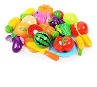 Faroby Ensemble de Jouets de Coupe Nourriture pour Enfants, 18 pièces, Accessoires Cuisine pour Fruits et légumes sans BPA