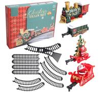 Faroby Ensemble de Train électrique 14 pièces pour Enfants - Train de Noël simulé avec lumière et Sons avec 4 Voitures et Rails, Noël Classique pour garçons Filles