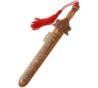 Faroby Épée en Bois de pêche Chinoise sculptée à la Main pour Enfants, 7.1 Pouces, Jouet décoratif avec Pompon