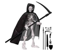 Faroby Figurine d'action Squelette, Jouet Squelette Mobile Multi-articulé 5.1 avec Cape et Armes, Figurine d'action en Plastique T13
