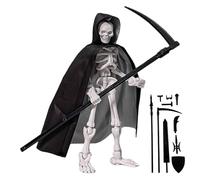 Faroby Figurine d'action Squelette, Jouet Squelette Mobile Multi-articulé de 5, 1 Pouces avec Cape et Armes, Plastique T13 pour Les collectionneurs