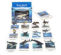 Faroby Figurines d'animaux de l'océan avec Cartes de Jeu Assorties, Jouets réalistes en Plastique simulé pour la décoration la Maison et du Bureau