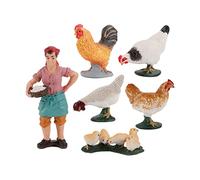 Faroby Figurines de modèle de Ferme, Jouet Collection Figurines Poulet d'agriculteur, Ensemble Jeu 6 pièces