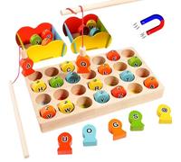 Faroby Jeu de pêche magnétique en Bois Montessori, Kit de Jouets éducatifs sensoriels tri des Couleurs l'alphabet ABC pour Enfants 3 Ans et Plus