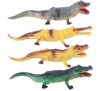 Faroby Jouet de Figurine de Crocodile, Jouet d'alligator en Plastique, Animal Artificiel pour décor fête d'enfants (Jaune, Vert, Gris) 4 pièces