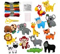 Faroby Kit de Couture pour Enfants, 14 pièces/Ensemble, Kit de Couture en Feutre d'animaux Mignons, Ornements artisanaux DIY, Jouets éducatifs pour Enfants débutants