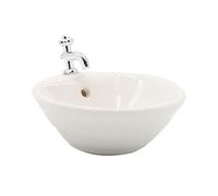 Faroby Lavabo de Salle de Bain Rond pour Maison poupée 1:12 - Lavabo Miniature en céramique, Accessoire Simulation pour Maison poupée, Blanc