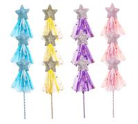 Faroby Lot de 12 Baguettes de Princesse pour Filles, Baguettes fée à Paillettes avec étoiles Brillantes, bâtons d'ange avec Ruban, Accessoires Costume pour Cadeaux d'anniversaire, Mariage