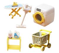 Faroby Machine à Laver Jouet, Ensemble de 8 pièces, Miniatures réalistes pour Maison de poupée, Accessoires buanderie pour Enfants