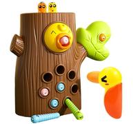 Faroby Mangeoire magnétique pour Oiseaux - 1 Ensemble de Jouets Montessori Amusants et éducatifs avec pic, ver et souche d'arbre, Jeu d'alimentation magnétique pour Oiseaux pour Enfants