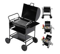 Faroby Meubles de Cuisine pour Maison de poupée, Ensemble Barbecue à l'échelle 1:12 avec brochette, Steak, Bouteilles d'assaisonnement et Serviette - Accessoires Chariot Barbecue pour Maison pou