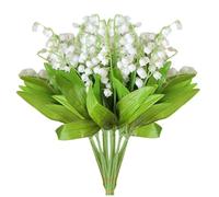 Faroby Muguet Artificiel 12 pièces, orchidée Cloche en Fausses Fleurs Blanches de 14 Pouces pour décoration de Jardin fête Mariage à Domicile