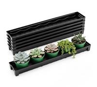Faroby Plateau à Plantes, Soucoupe à Plantes Fine en Plastique avec Bouchon de vidange pour Rebord de fenêtre, Ensemble 5 bacs d'égouttement rectangulaires pour Petits Pots et succulentes