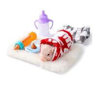 Faroby Porcelet en Silicone 7 pièces/Ensemble, Doux et réaliste avec mangeoire à vêtements, Jeu de Simulation, Mini Animal de Compagnie