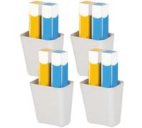 Faroby Porte-gobelet Mural Auto-adhésif, boîte de Rangement Murale, Petit Support de télécommande, Stylo Blanc élégant 4 pièces