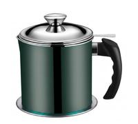 Faroby Récipient à Graisse de Bacon avec passoire, récipient d'huile de Cuisson 1, 3 L, séparateur Graisse Cuisine en Acier Inoxydable avec poignée et Couvercle résistants à la Chaleur, Vert, pour l
