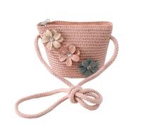 Faroby Sac à bandoulière en Paille pour Filles, Mini Sac à bandoulière tressé Fleurs Mignon pour Enfants, Vacances
