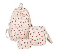 Faroby Sac à dos pour filles, sac à dos pour filles avec déjeuner et pochette crayons, ordinateur portable pour femme, ensemble scolaire, blanc