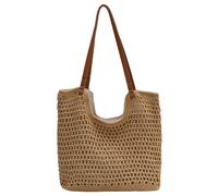 Faroby Sac de plage au crochet, sac fourre-tout tissé, à main de plage capacité pour les déplacements quotidiens et une utilisation décontractée - Kaki, grand, tissé
