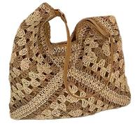 Faroby Sac de plage en paille, sacs de paille à fleurs creuses pour femmes, sacs à main bandoulière Vintage, sac d'été capacité