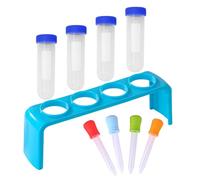 Faroby Tubes à essai en Plastique pour Enfants, Paquet de 9 pièces, 50ml, avec Support et Compte-Gouttes, pour Jouet Scientifique