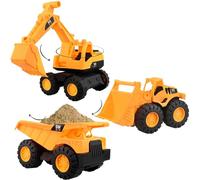 Faroby Voitures Jouets Robustes à Bords Lisses, Jouets de Sable de Plage, Construction Orange à inertie, 3 pièces