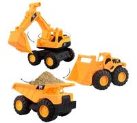 Faroby Voitures Miniatures pour Enfants, Ensemble de 3 véhicules de Construction à inertie, Comprenant Une Pelle, Un Bulldozer et Un Camion (Grand)