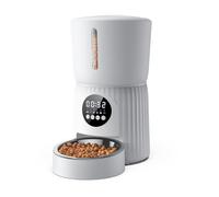 faroro Distributeur Croquettes Chat Automatique, 4L Distributeur de Croquettes pour Chat/Chien avec 1 à 6 Repas par Jour, Contrôle des Portions, Enregistrement Vocal 10s, Alimentation Lente (Blanc)